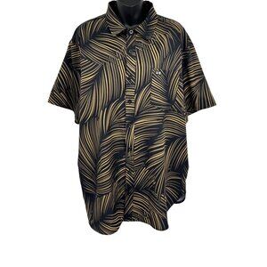 Hawaiis Finest Mens Tropical Palm Print Button-Up Shirt L